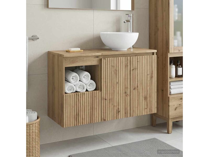  Ensemble de mobilier de salle de bain 2 pc chêne artisanal cf64063  - Conforama B