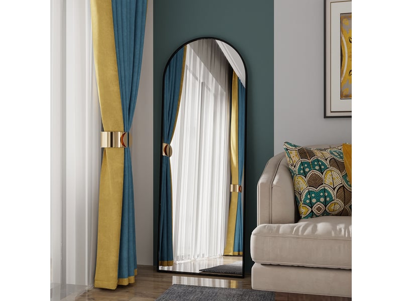  Grand miroir muralpied arche noir 162x53cm - cadre aluminium trempé - design élégant &amp; moderne  - Conforama C