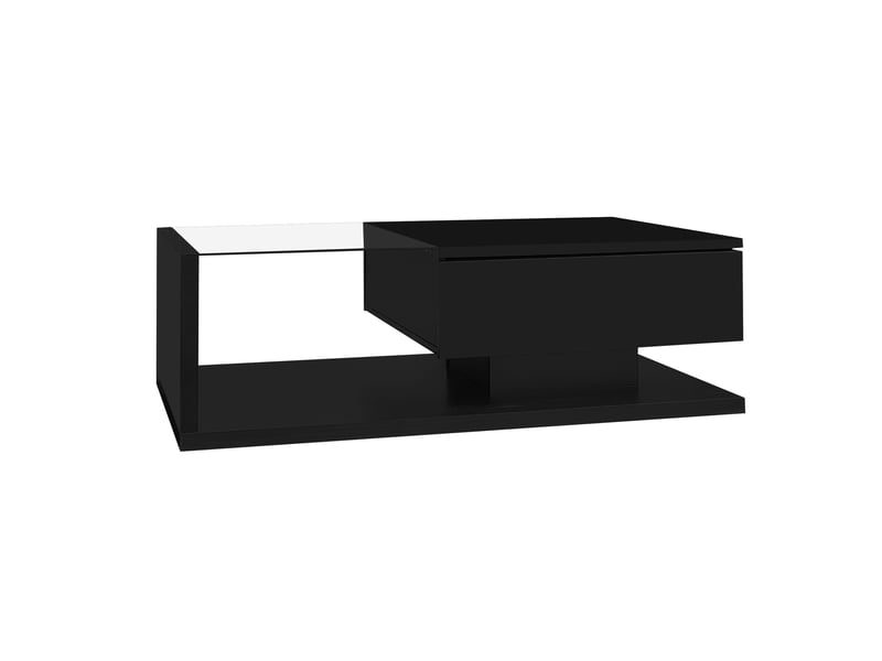  Table basse noir brillant, avec verre et éclairage led  - Conforama D