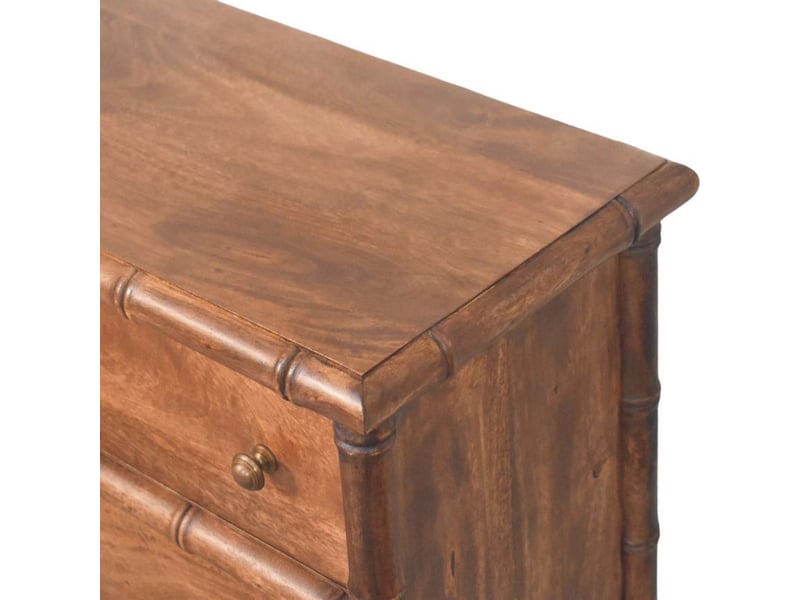  Artisan furniture commode en bois massif sculpté motif bambou, 3 tiroirs  - Conforama D