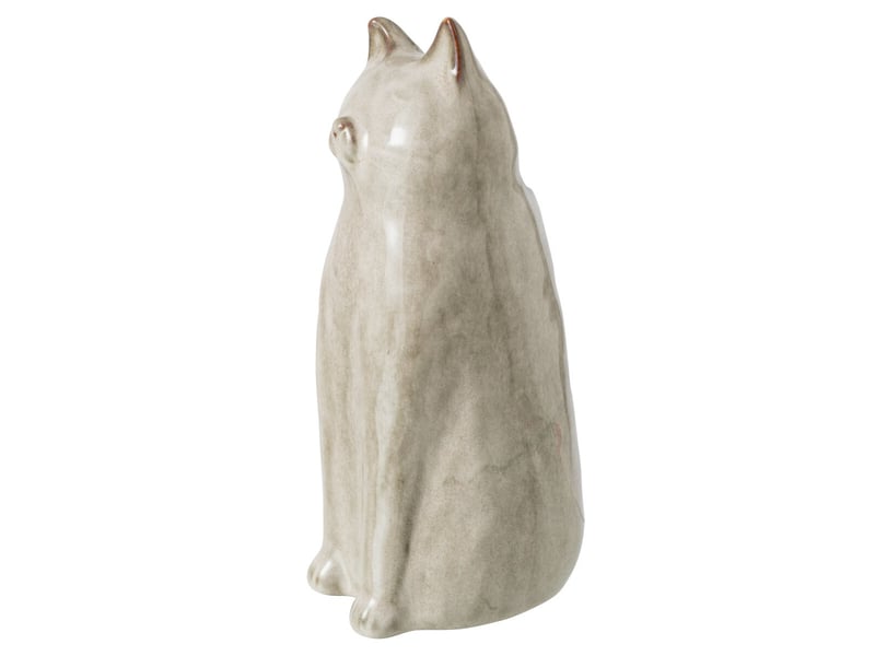  Vase design en porcelaine chat 26cm gris vert  - Conforama B
