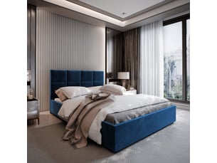 Lit coffre 200x200 cm <strong>MASSENO</strong>  <strong></strong> coloris bleu
