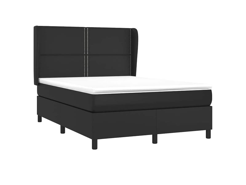  Lit cadre sommier lattes noir similicuir matelas confort design 140x200cm chambre adulte  - Conforama E