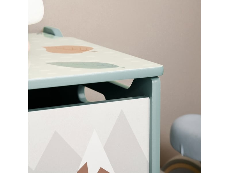  Coffre à jouets enfant 60 x 37 x 39 cm vert en bois, couvercle rabattable avec charnière de sécurité  - Conforama E