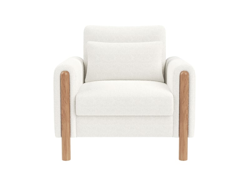  Fauteuil tcqpz moderne avec accoudoirs 87 x 83 x 88,5 cm 1 place tissu bouclette blanc  - Conforama A