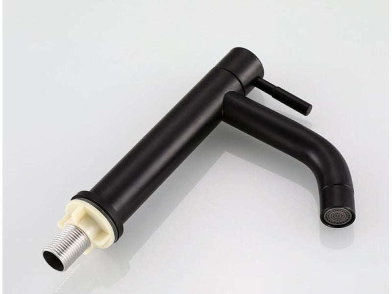  Robinet de lavabo noir mat en acier inoxydable sans plomb, monocommande monotrou 18*11cm Washbasin faucet - Conforama E