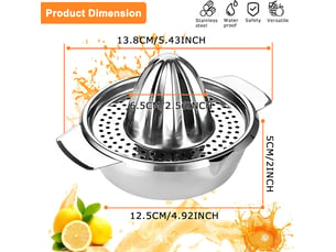 Presse agrumes manuel en inox presse orange manuel avec récipient, presse citron manuel pour presser citrons oranges agrumes (capacité: 450ml)