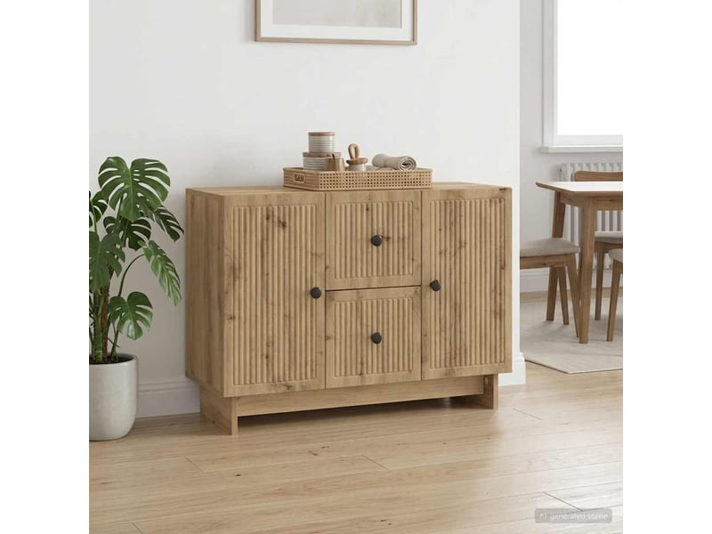  Buffet - bahut - meuble de rangement chêne artisanal 89 x 34,5 x 60 cm bois d'ingénierie  - Conforama B