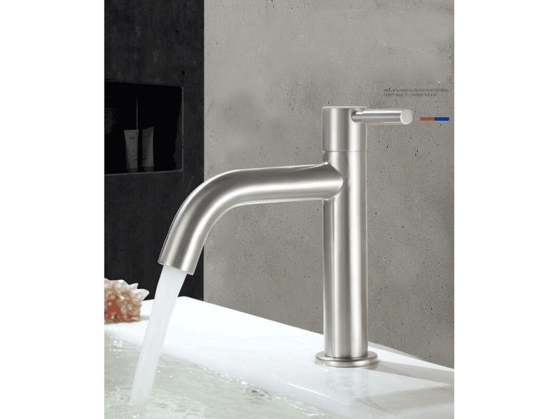  Robinet de lavabo en acier inoxydable – levier unique eau froide salle de bain  - Conforama D