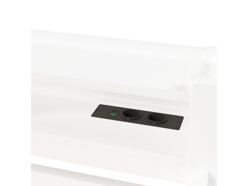 Lit mezzanine 140x200cm avec compartiments de rangement, éclairage led et port usb, blanc - Conforama E