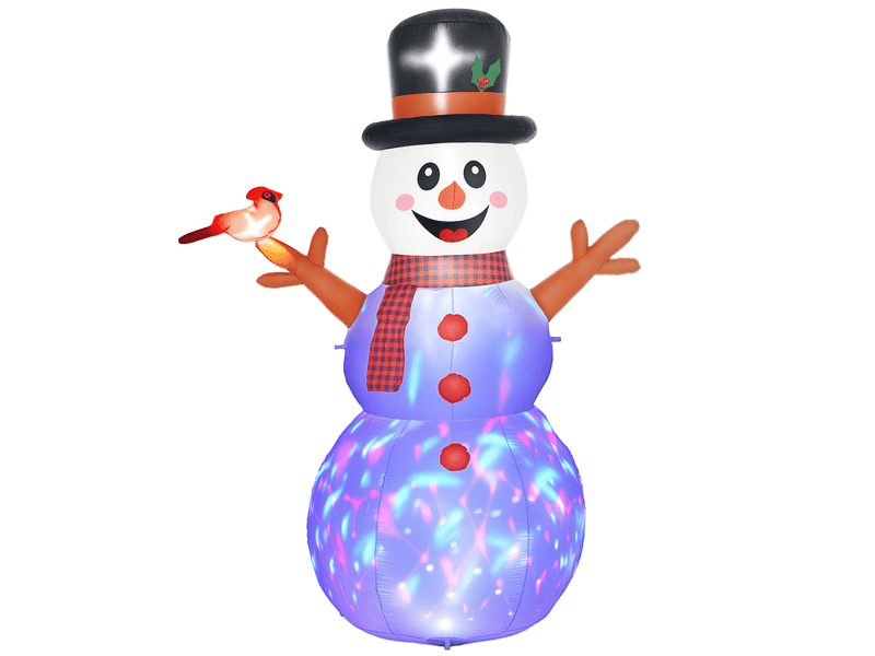  Bonhomme de neige géant, 2,40 m, décoration de noël, avec led, autogonflant, polyester  - Conforama A
