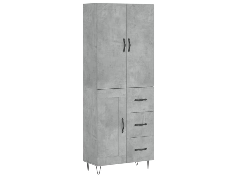  Buffet haut - bahut - meuble de rangement gris béton 69,5x34x180 cm bois d'ingénierie  - Conforama A