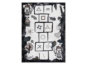 Tapis fun hop pour enfants, la marelle, animaux noir 80x150 cm