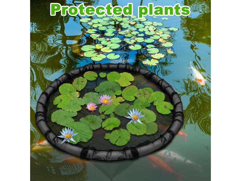 Île flottante de protection pour plantes – panier rond avec filet fin, barrière anti-poissons pour bassin et étang-35cm - Conforama E