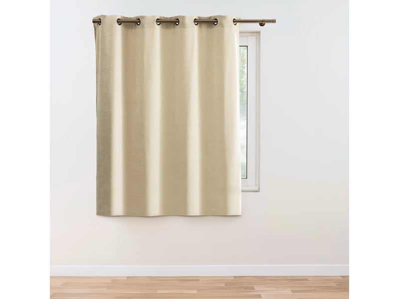  Lot de 2 rideaux à œillets 140 x 180 cm velours chenille cosi naturel petite hauteur  - Conforama D