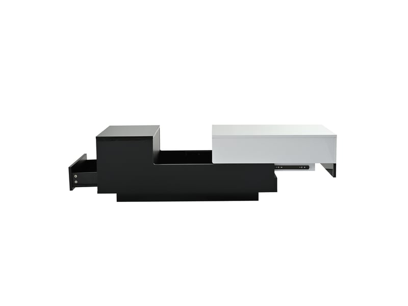  Table basse - design géométrique - noir et blanc - grand espace de rangement 100x50x38cm - Conforama W