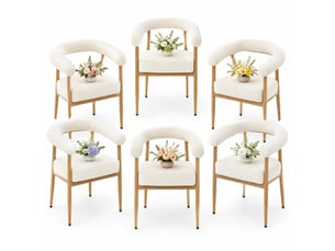 Lot de 6 chaises de salle à manger rembourrées avec pieds réglables, blanches