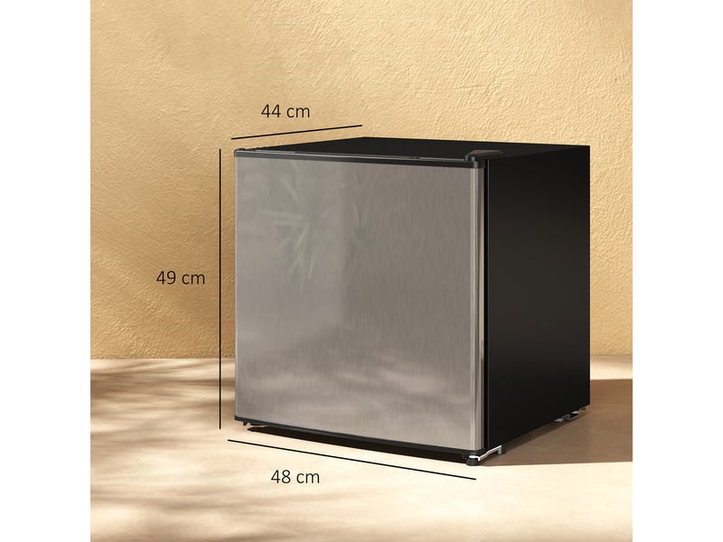  Petit réfrigérateur compact avec congélateur 46l, acier argenté et mini frigo porte réversible, thermostat réglable pour chambre et bureau  - Conforama E