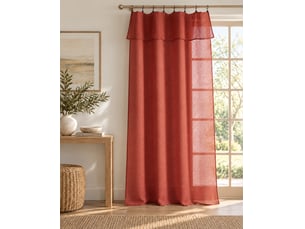 Rideau ajustable + 8 anneaux pince 140 x 270 cm polyester effet bouclette elda terracotta