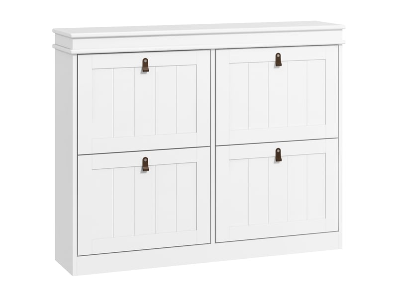 Meuble à chaussures étroit 4 portes charnières, étagères réglables pour 20 paires, mécanisme anti-basculement, 105 x 24 x 82,5 cm - Conforama A