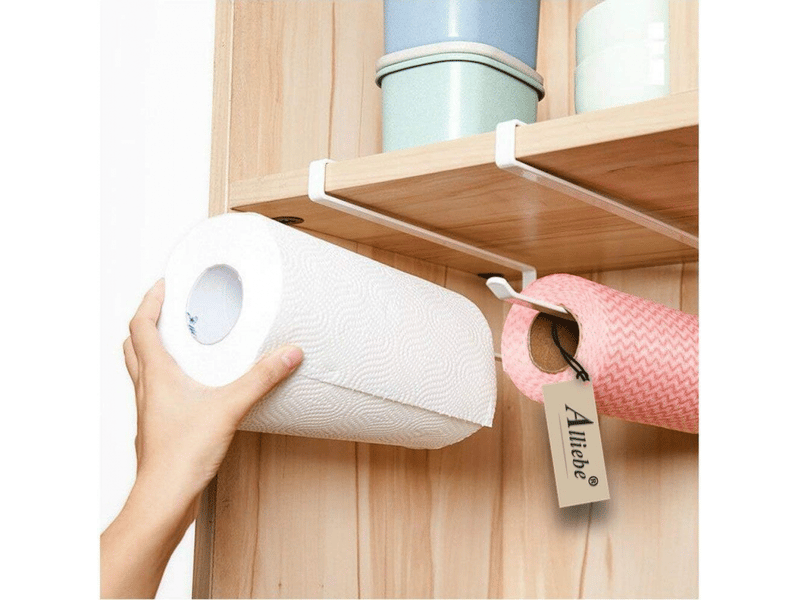  Distributeur de papier essuie-tout sous meuble, support de rouleau de papier sans perçage pour cuisine et salle de bain (2 pièces)  - Conforama A