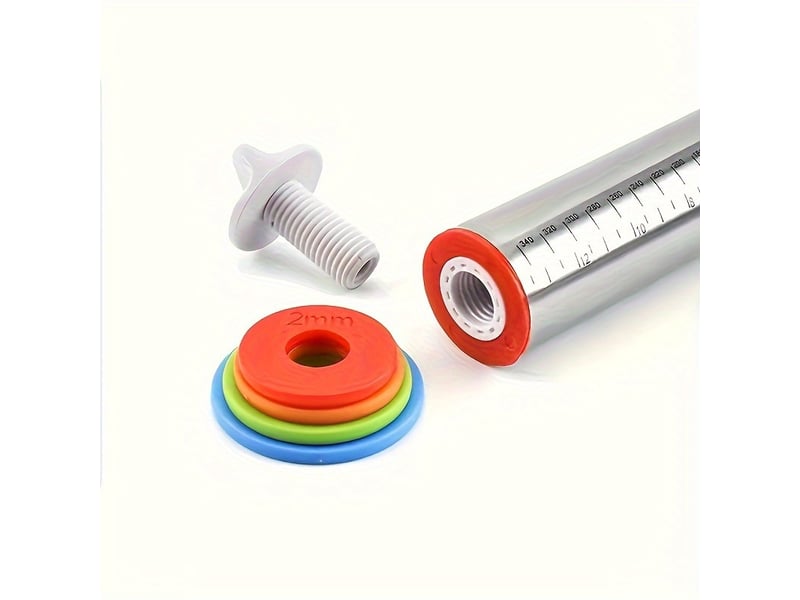 Rouleau à pâtisserie antiadhésif ajustable en acier inoxydable avec anneaux amovibles l44cm - Conforama C