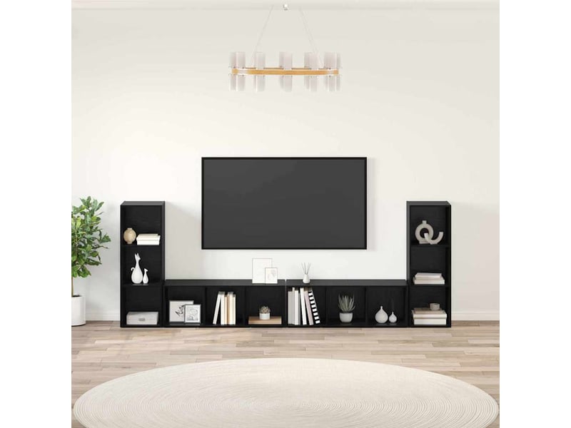  Ensemble meuble tv - banc tv - meuble de rangement 4 pcs chêne noir bois d'ingénierie  - Conforama B