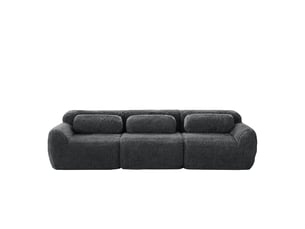Canapé modulable 3 places gris anthracite, tissu peluche premium, design contemporain, structure stable et confortable pour salon moderne