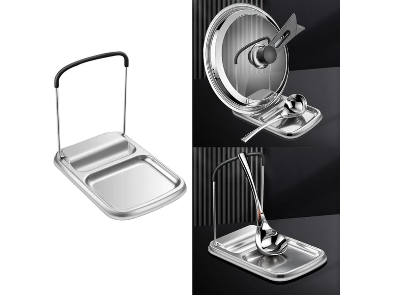 Support de couvercle de casserole en acier inoxydable avec plateau pour louches - Conforama B