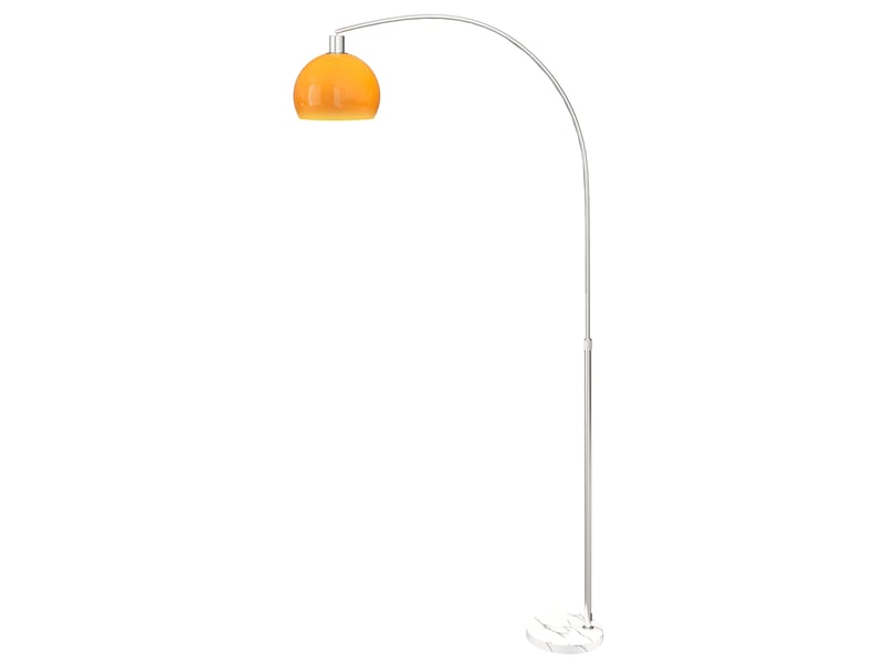  Lampada da terra ad arco con interruttore a pedale, in marmo, metallo e plastica, bianco e arancione, 26x90x180 cm  - Conforama B