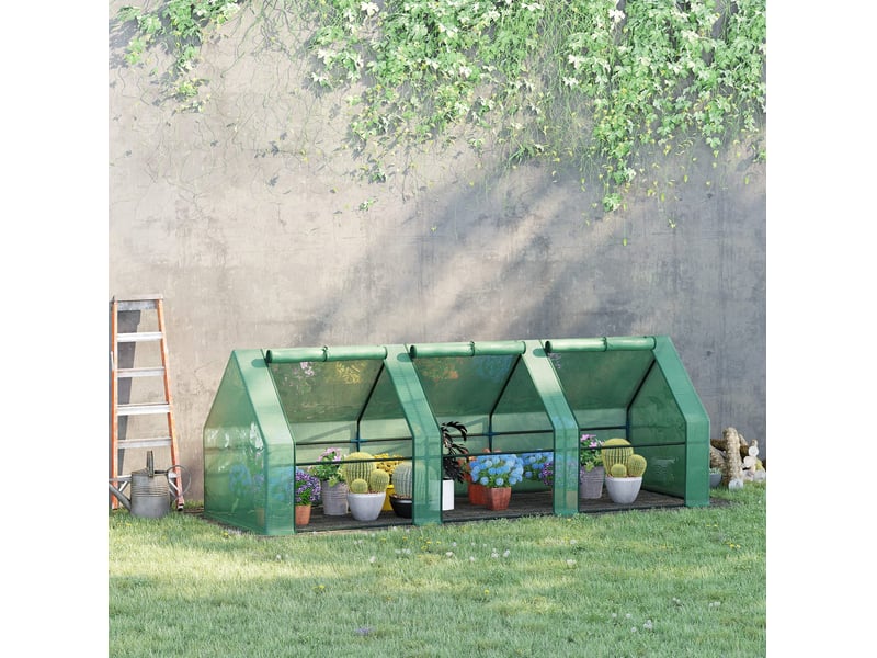 Serre de jardin 270x90x90 cm film pe résistant aux intempéries métal vert - Conforama B