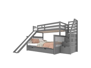 Lit superposé 140x200 cm <strong>MERAX</strong>  <strong>lit enfant gris</strong> coloris gris