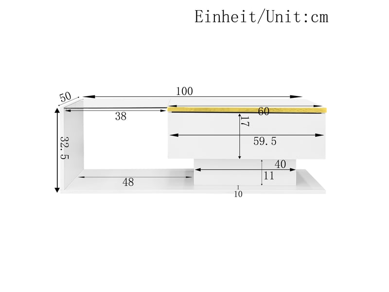 Table basse blanche brillante 100 cm, plateau en verre, effet led, design moderne - Conforama C