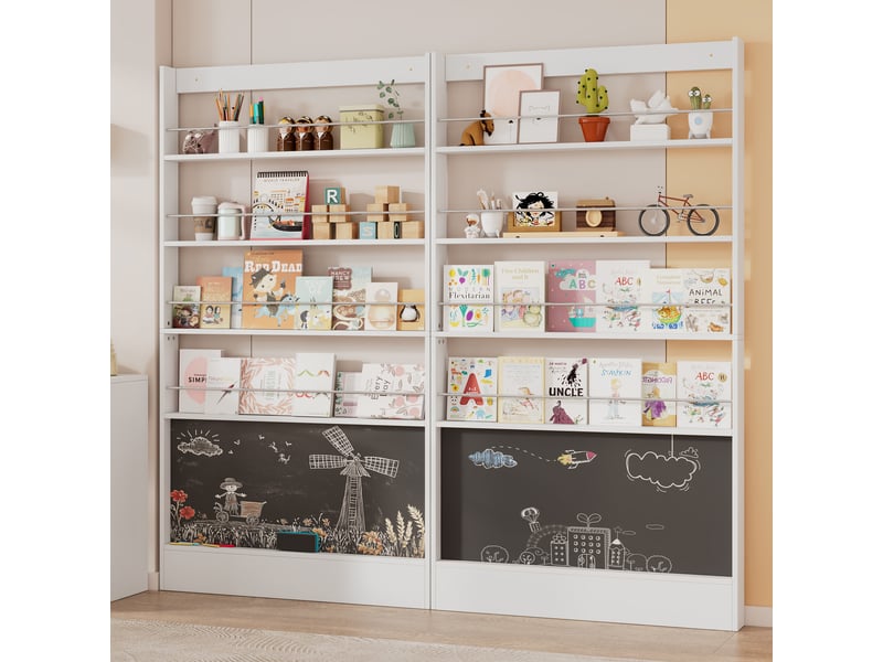 Lot de 2 bibliothèques pour enfants 4 niveaux tableau noir blanc N883P326986W-2 - Conforama E