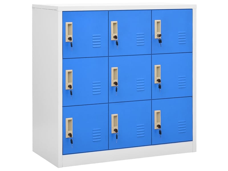  Armoire à casier, rangement de bureau gris clair et bleu 90x45x92,5 cm acier  - Conforama B