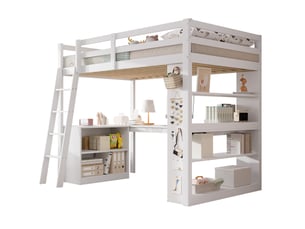 Lit mezzanine 90x200 cm <strong>OKWISH</strong> <strong></strong> coloris blanc