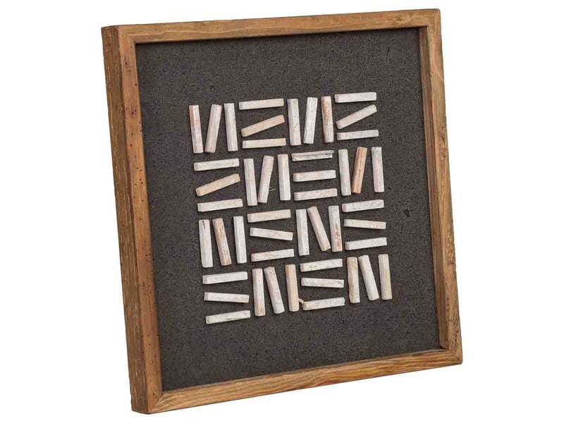 Tableau artisanal en bois recyclé relief noir et blanc 40x4x40 cm h - Conforama A