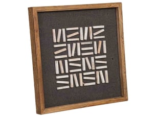 Tableau artisanal en bois recyclé relief noir et blanc 40x4x40 cm h