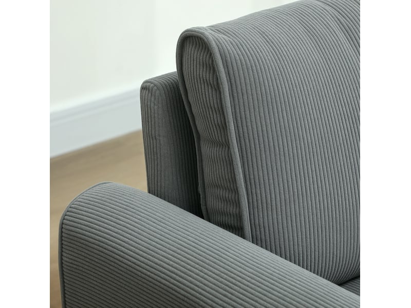  Canapé fixe 2 places 145 x 75 x 78 cm gris foncé en polyester côtelé, assise profonde de 54 cm  - Conforama E
