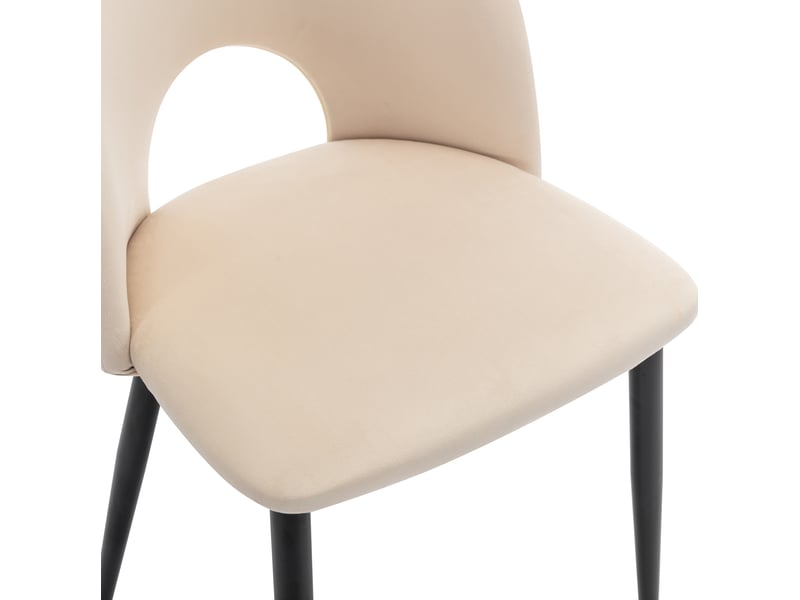  Chaise de salle à manger 4 pièces 47x44x84 cm avec dossier, pieds réglables, motif losanges, velours, beige  - Conforama E
