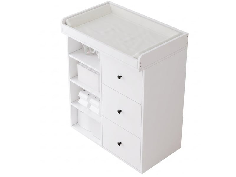  Commode à langer 2-en-1 avec 3 tiroirs 82x50x100 cm en mdf blanc  - Conforama D