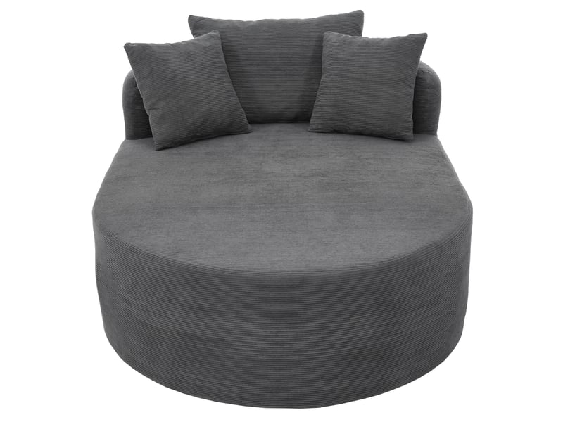 Fauteuil lounge ovale en velours côtelé, assise profonde 122 cm, sans montage  - Conforama A