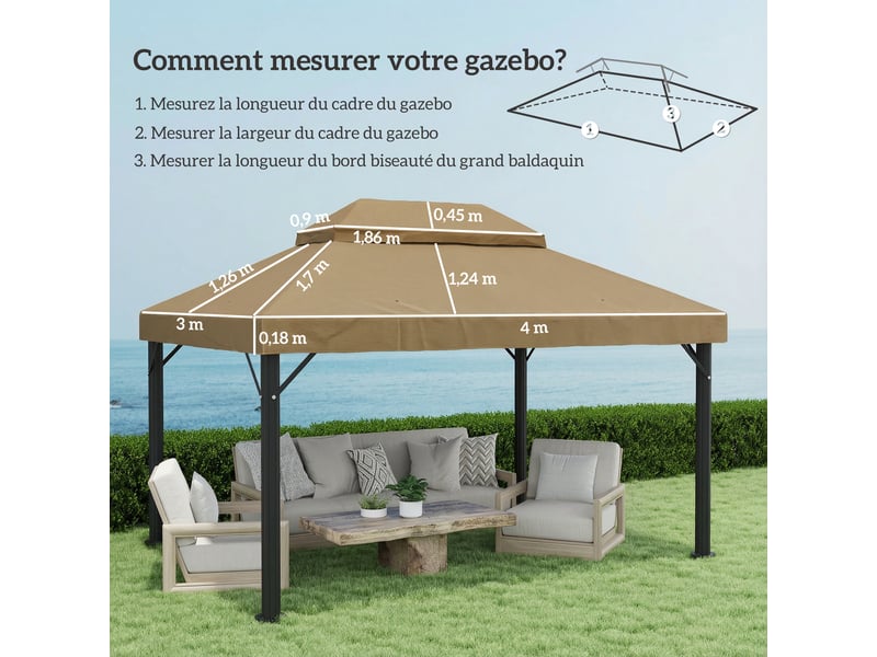  Toile de rechange, toile de remplacement 400x300cm beige  - Conforama E