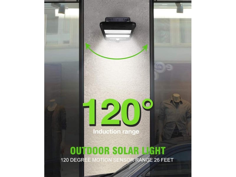  Solar-powered motion-sensing wall-mounted floodlight — extérieur foldable design, ideal pour backyards, gardens, et patios, noir  - Conforama E