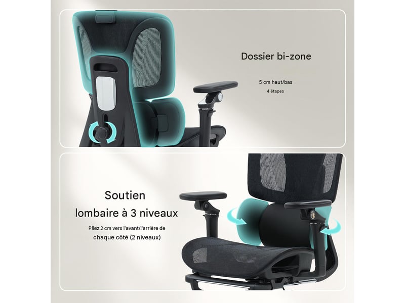  Fauteuil de bureau avec repose-pieds et accoudoirs 6d noir 71 x 67 x 133 cm  - Conforama E