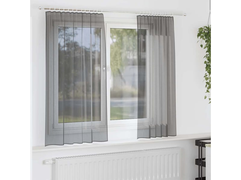  Lot de 2 rideaux en voile, voilages à œillets gris foncé cf44272  - Conforama B