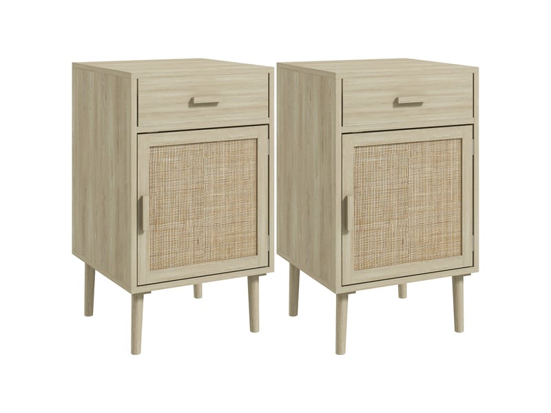  Lot de 2 tables de chevet 40 x 40 x 68,5 cm rangements tiroir étagère réglable moderne scandinave en mélamine chêne 21_0001587  - Conforama A