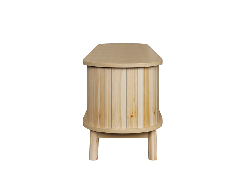  Meuble tv bas en mdf avec portes coulissantes et tiroir en rotin – naturel – 165 x 37 x 46 cm  - Conforama E
