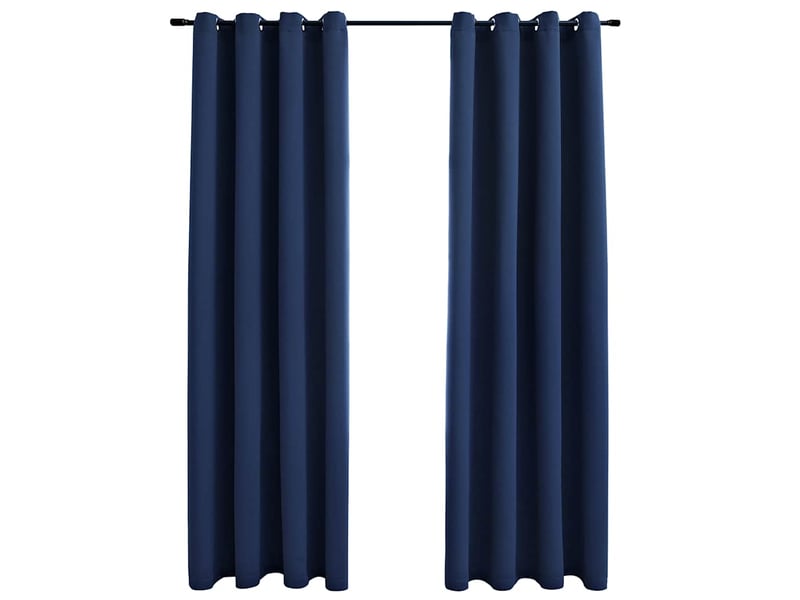  Lot de 2 rideaux occultants, rideaux black-out avec anneaux en métal bleu 140x225 cm cf44838  - Conforama A