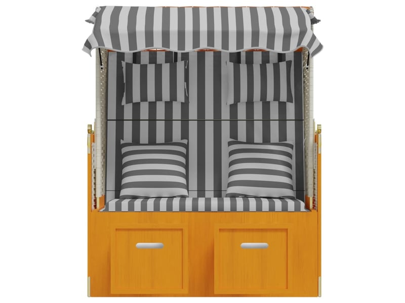  Strandkorb avec coussins résine tressée bois solide blanc gris 02_0012175  - Conforama D